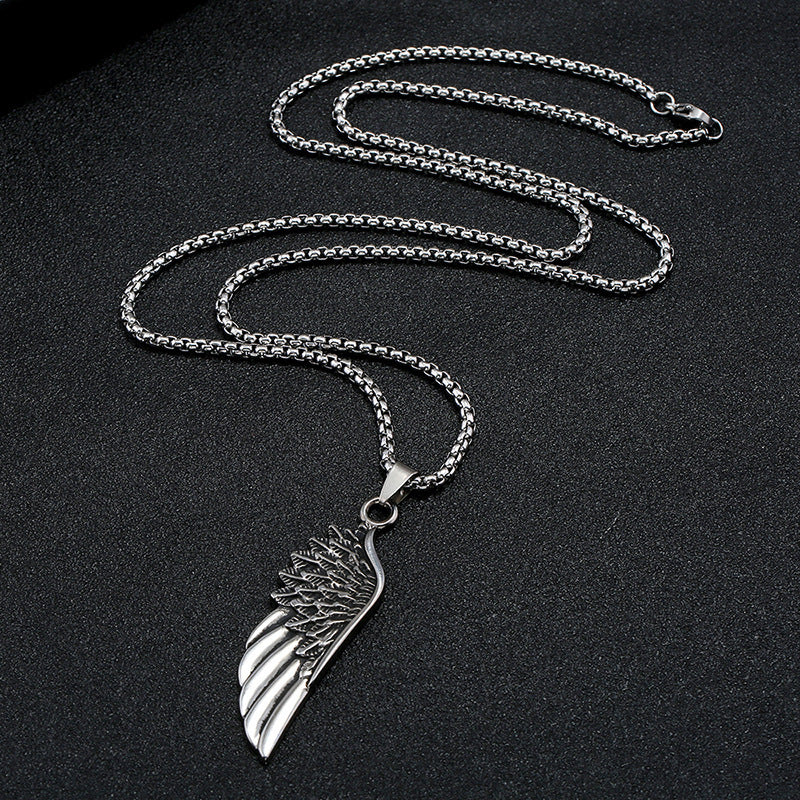 Hip-hop personality trendy men's feather necklace
